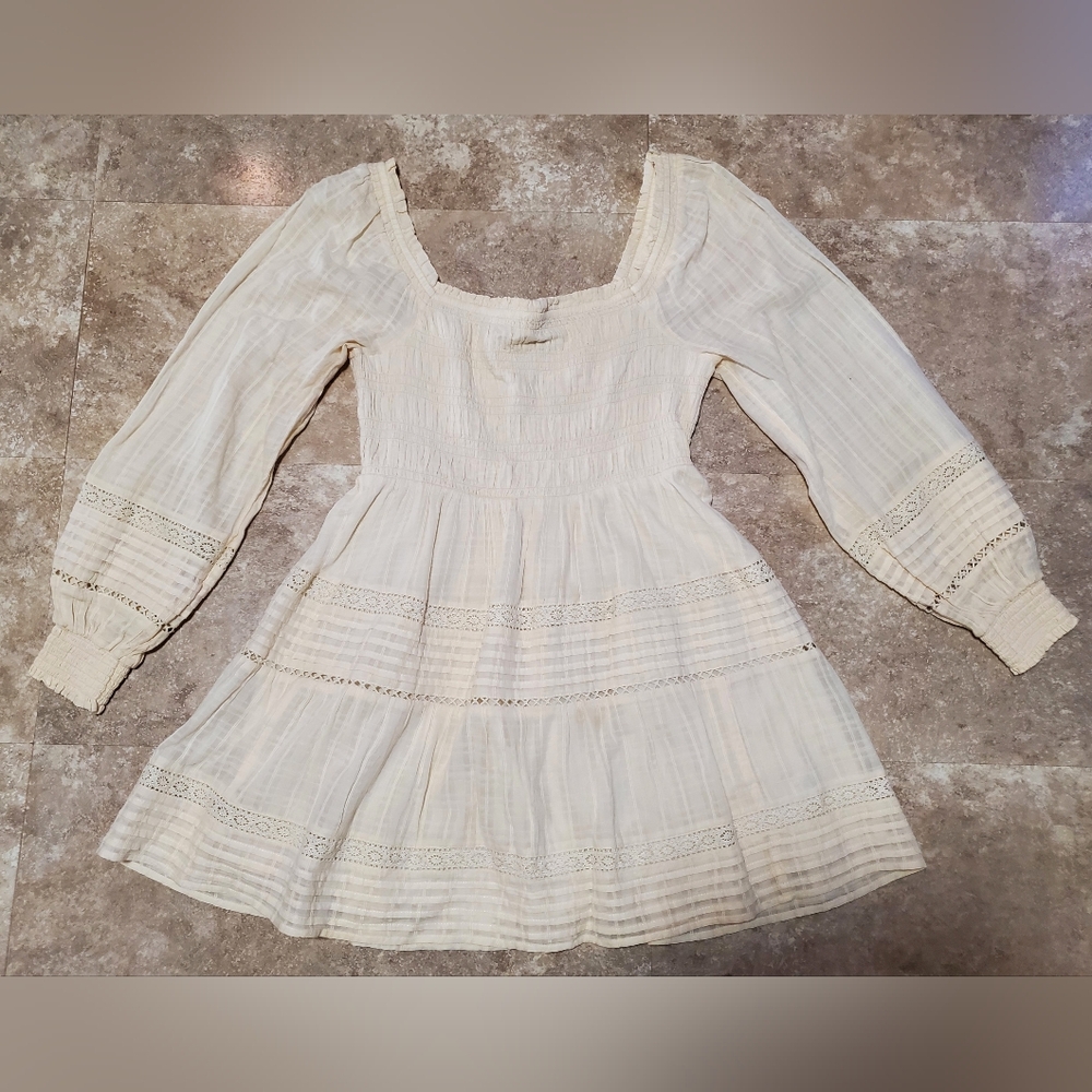 AE boho cream colored mini dress, sz M - Picture 5 of 9